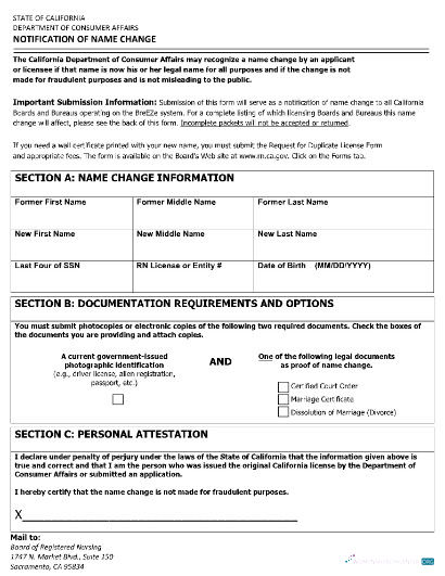 Качественный Скачать USA Департамент Costumer Affairs Sacramento Name Change Certificate Photoshop Шаблон