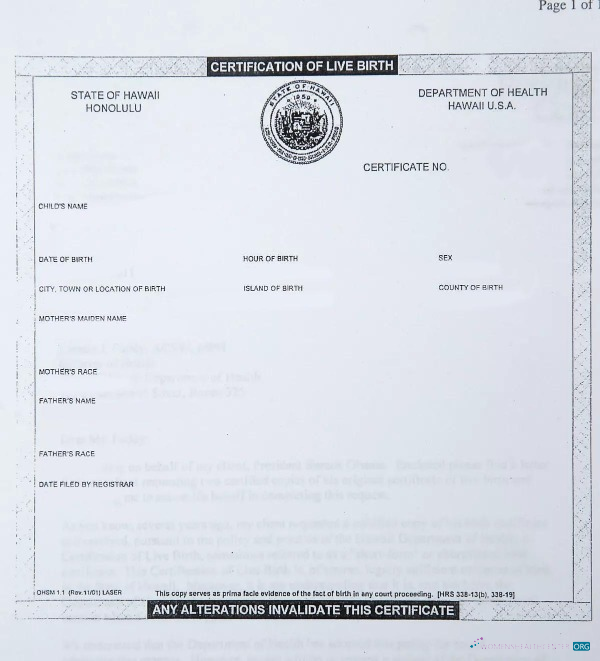 Редактируемый Скачать USA Департамент Health Hawaii Birth Certificate Photoshop Шаблон