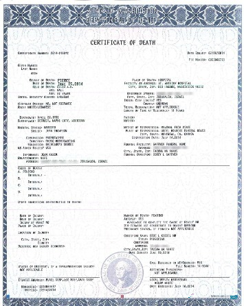 Качественный Скачать USA Департамент Health Death Certificate Photoshop Шаблон