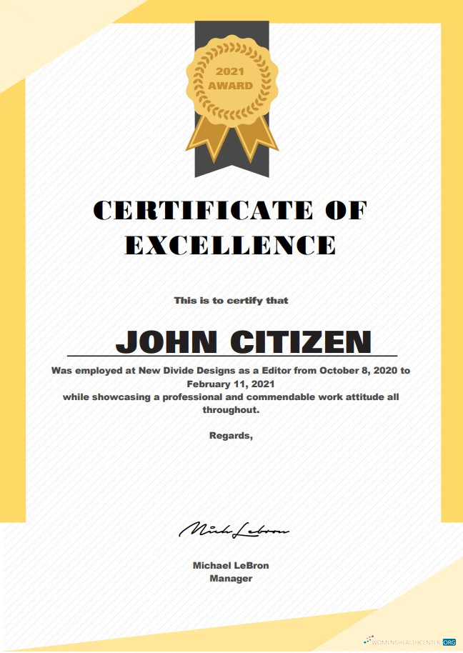 Профессиональный Скачать USA Excellence Cert Photoshop Шаблон