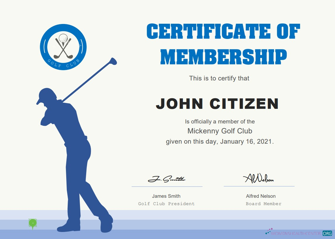 Профессиональный Скачать USA Golf Club Membership Cert Photoshop Шаблон