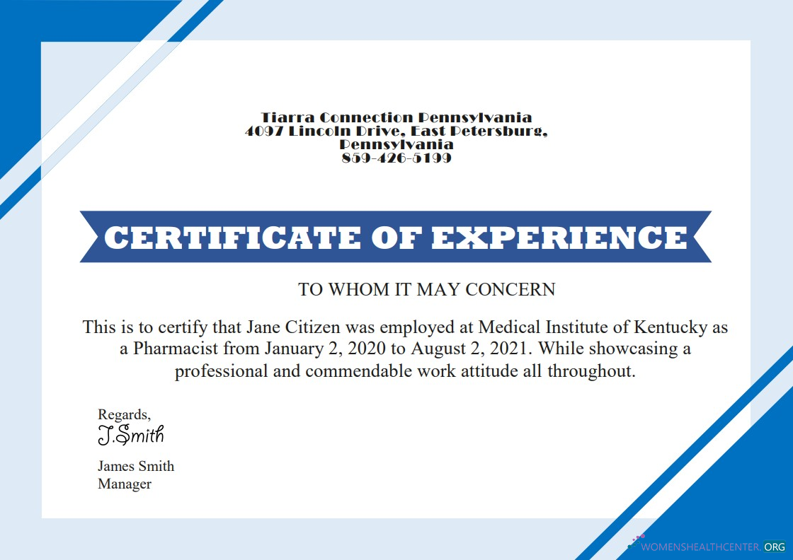 Реалистичный Скачать USA Job Experience Cert Версия 2 Photoshop Шаблон
