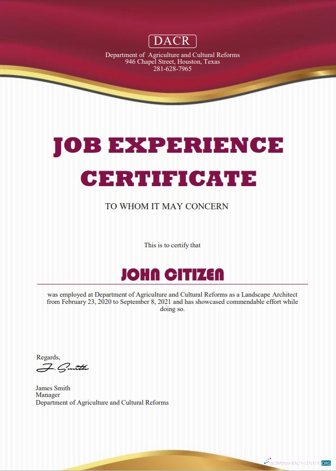 Профессиональный Скачать USA Job Experience Cert Photoshop Шаблон