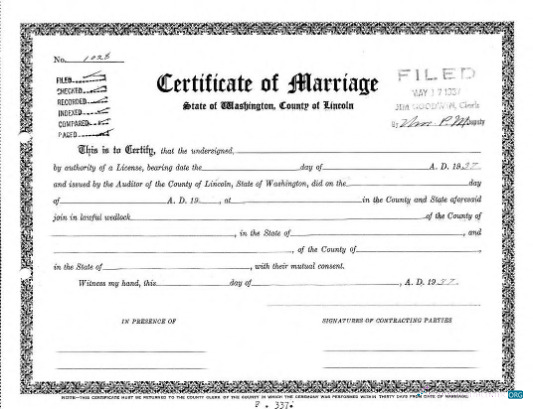 Качественный Скачать USA Marriage Registrar Washington Certificate Marriage Photoshop Шаблон