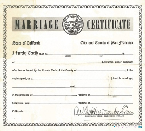 Качественный Скачать USA Marriage Registry California Marriage Certificate Photoshop Шаблон