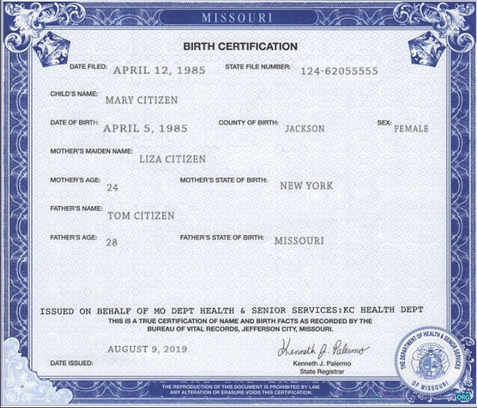 Премиум Скачать USA Missouri Государственный Birth Certificate Шаблон в PSD Формат Photoshop Шаблон