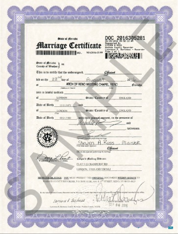 Качественный Скачать USA Nevada Registry Office Marriage Certificate Photoshop Шаблон