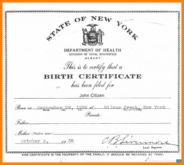 Качественный Скачать USA Новый York Департамент Health Certificate Birth Photoshop Шаблон