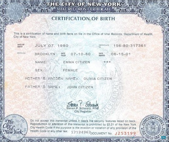 Профессиональный Скачать USA Новый York Государственный Birth Certificate Шаблон в PSD Формат Photoshop Шаблон