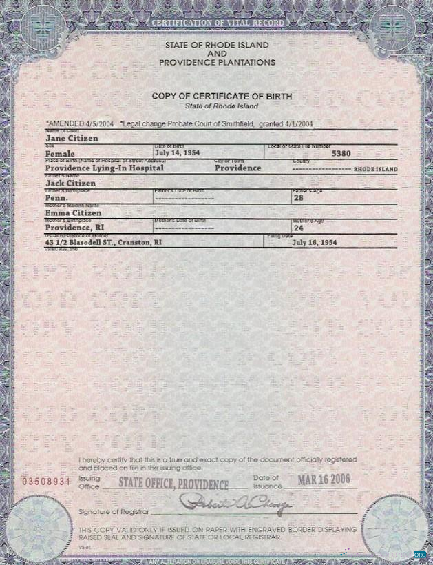 Премиум Скачать USA Rhode Айленд Государственный Birth Certificate Шаблон в PSD Формат Photoshop Шаблон
