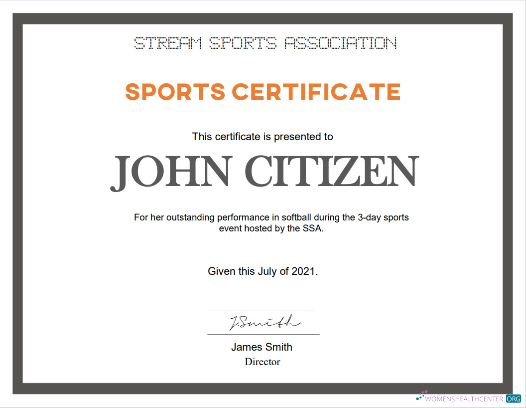 Реалистичный Скачать USA Sports Certificate Photoshop Шаблон