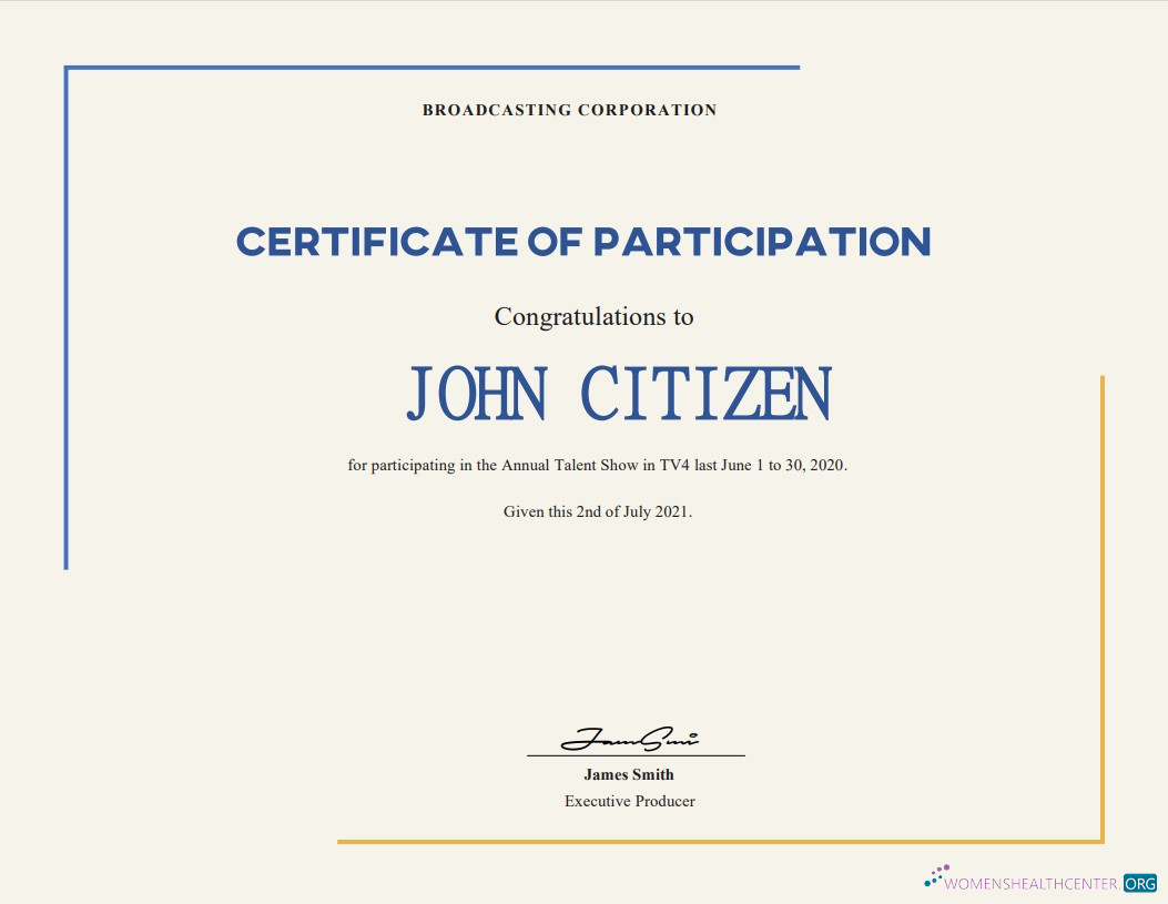 Премиум Скачать USA Talent Show Participation Certificate Photoshop Шаблон