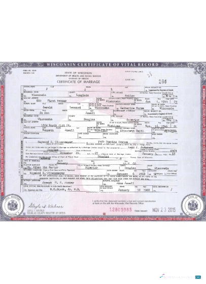 Профессиональный Скачать USA Wisconsin Certificate Marriage Photoshop Шаблон