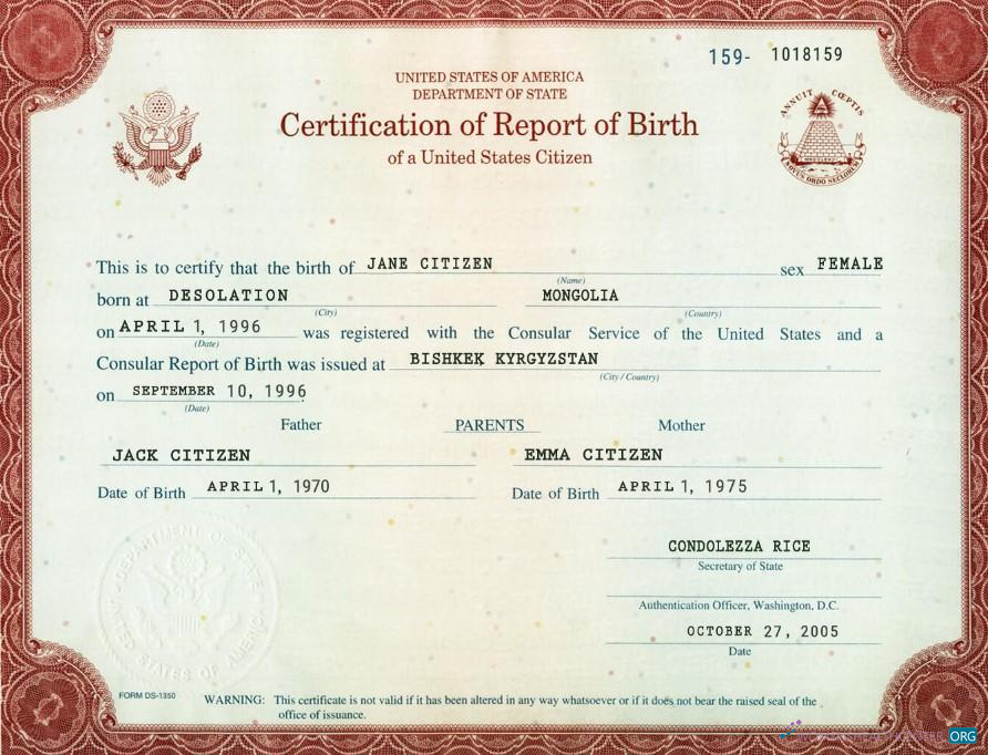 Качественный Скачать USA Certification Report Birth Washington 1 Photoshop Шаблон