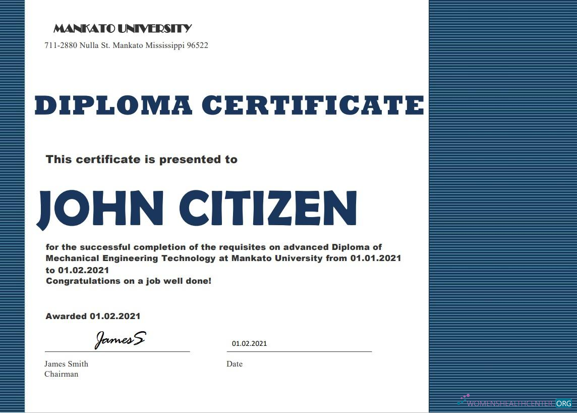 Редактируемый Скачать USA Mechanical Diploma Certificate Photoshop Шаблон