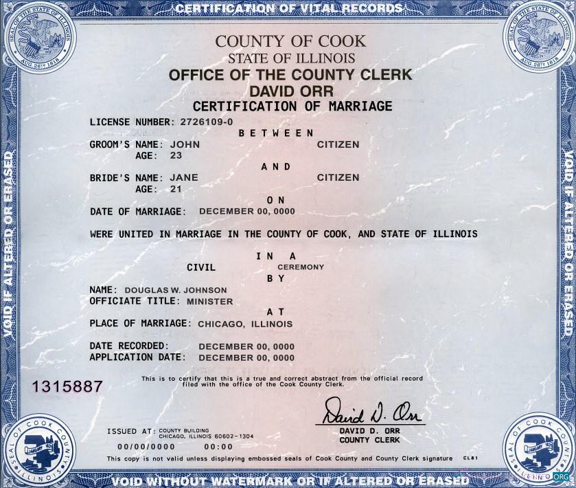 Редактируемый Скачать USA Государственный Illinois Marriage Certificate Шаблон в PSD Формат Photoshop Шаблон