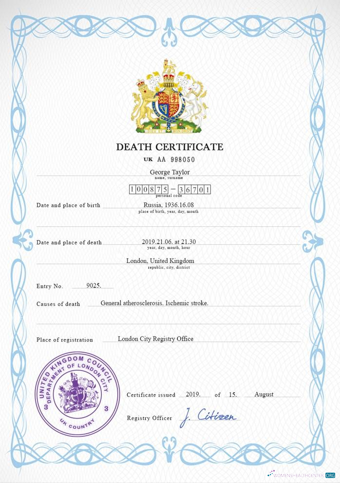Редактируемый Скачать Великобритания Death Certificate PSD Шаблон, Completely Editable Photoshop Шаблон
