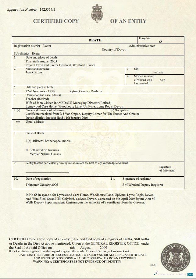 Реалистичный Скачать Великобритания Death Certificate Шаблон в Word и PDF Формат Photoshop Шаблон