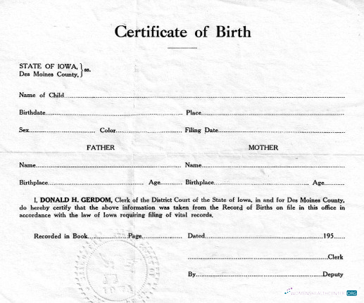 Реалистичный Скачать Объединенный Государственный Район Court Iowa Birth Certificate Photoshop Шаблон