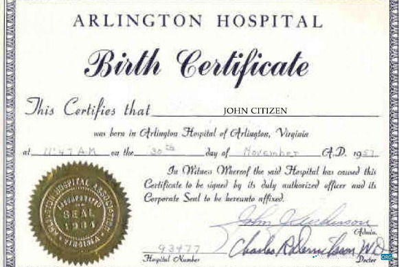 Профессиональный Скачать США Arlington Hospital Birth Certificate Photoshop Шаблон