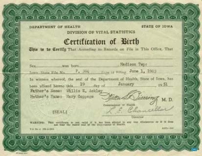 Качественный Скачать США Iowa Division Vital Statistics Birth Certificate Photoshop Шаблон