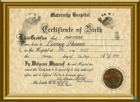 Реалистичный Скачать США Maternity Hospital Birth Certificate Photoshop Шаблон