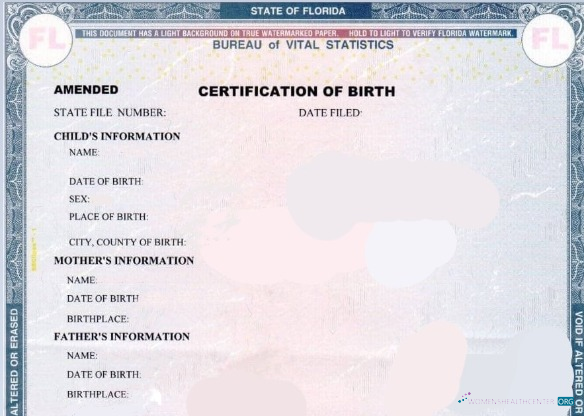 Редактируемый Скачать США Государственный Office Florida Vital Statistics Certification Birth Photoshop Шаблон