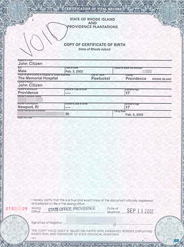 Премиум Скачать США Государственный Office Rhode Айленд Birth Certificate Photoshop Шаблон