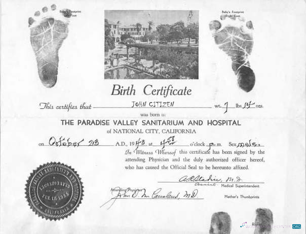 Качественный Скачать США Paradise Вэлли Sanitarium и Hospital Birth Certificate Photoshop Шаблон