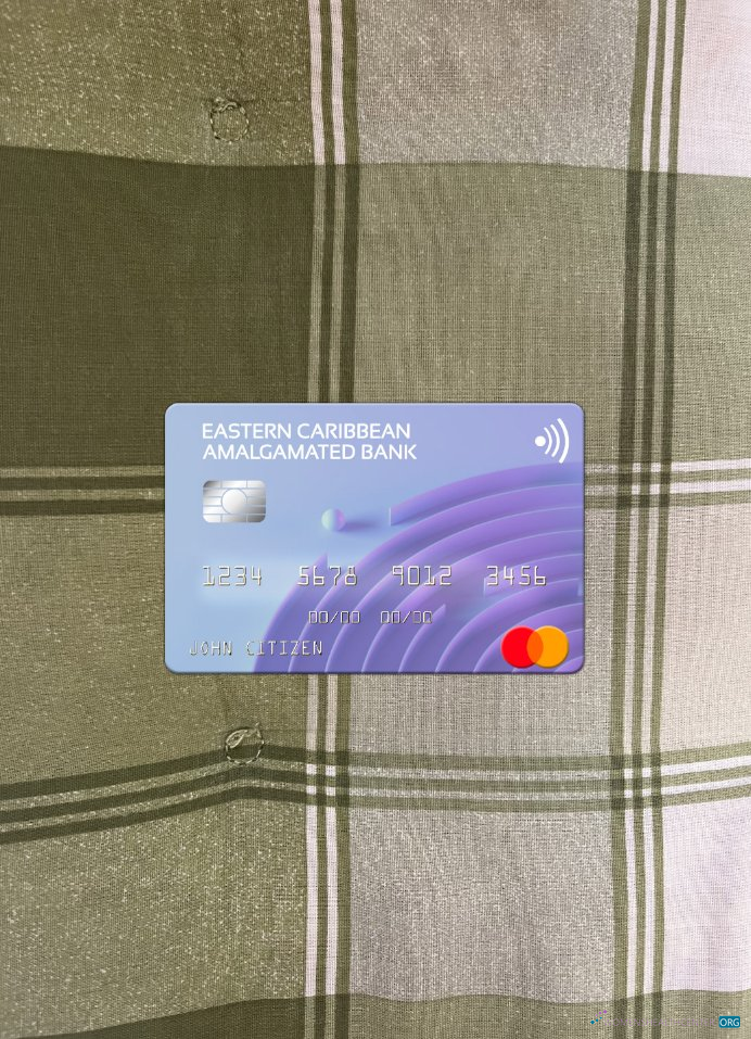 Antigua und Barbuda Eastern Caribbean Amalgamated Bank Mastercard Foto-Look Vorderseite design