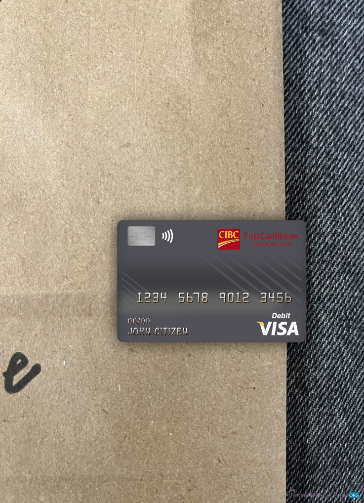 Dominica CIBC Erste Caribbean Internationale Bank Visa Debit Karte Foto-Look Vorderseite modell