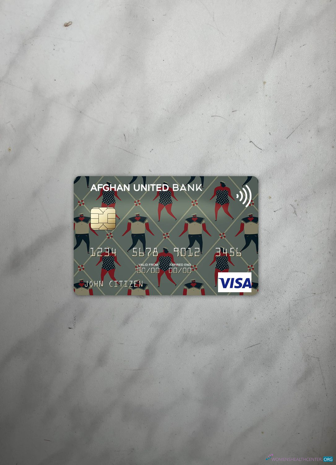 Realistische Herunterladen Afghanistan Afghan Vereint Bank Visa Karte Foto-Look Vorderseite Photoshop Vorlage
