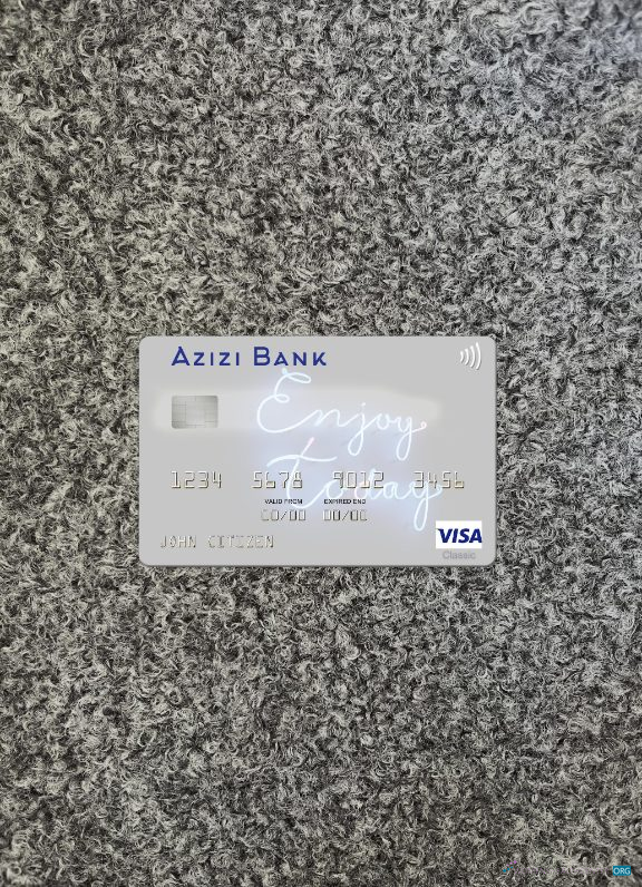Hochwertige Herunterladen Afghanistan Azizi Bank Visa Karte Foto-Look Vorderseite Photoshop Vorlage