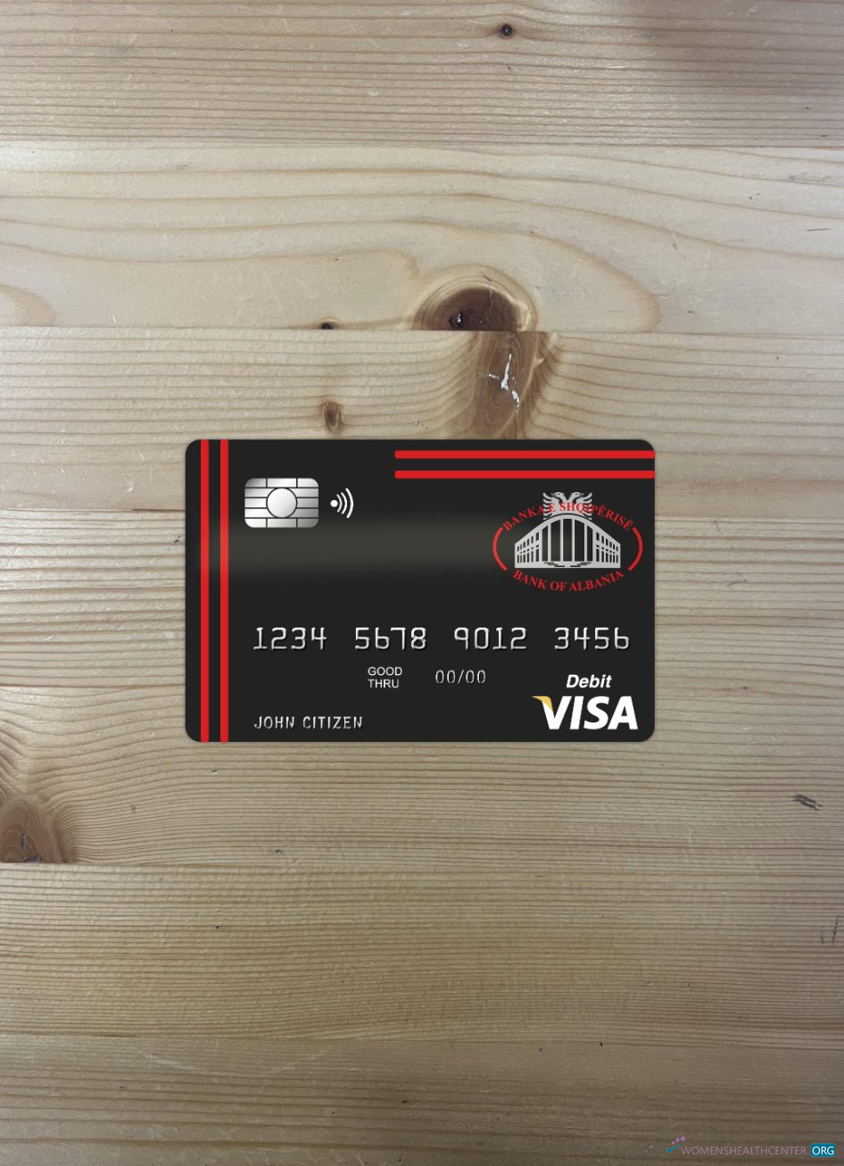 Premium Herunterladen Albanien Bank von Albanien Bank Visa Karte Foto-Look Vorderseite Photoshop Vorlage