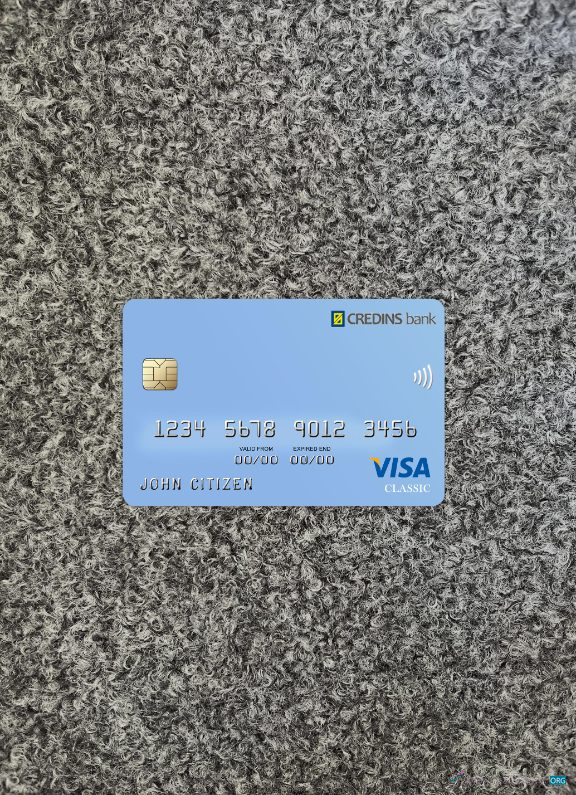 Hochwertige Herunterladen Albanien Credins Bank Visa Debit Foto-Look Vorderseite Photoshop Vorlage