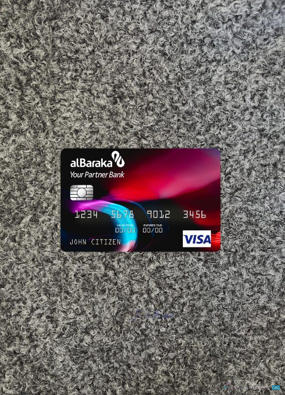 Professionelle Herunterladen Algerien Banque AlBaraka Algérie Visa Karte Foto-Look Vorderseite Photoshop Vorlage