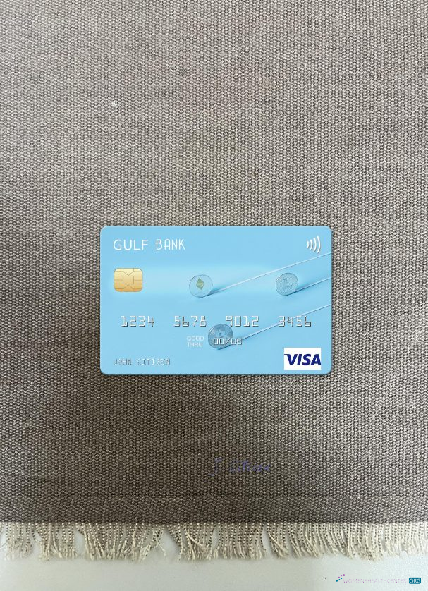 Professionelle Herunterladen Algerien Gulf Bank Visa Karte Foto-Look Vorderseite Photoshop Vorlage