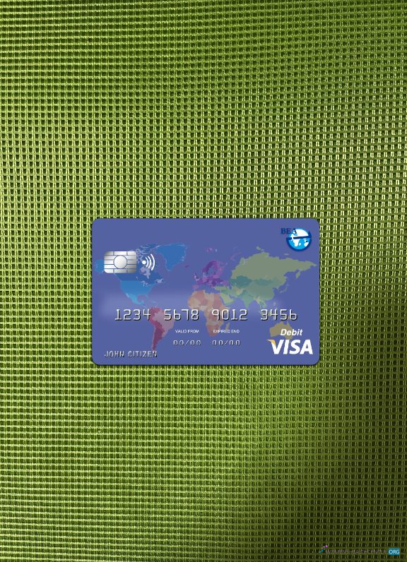 Realistische Herunterladen Algerien Banque Extérieure D'algérie Visa Karte Foto-Look Vorderseite Photoshop Vorlage