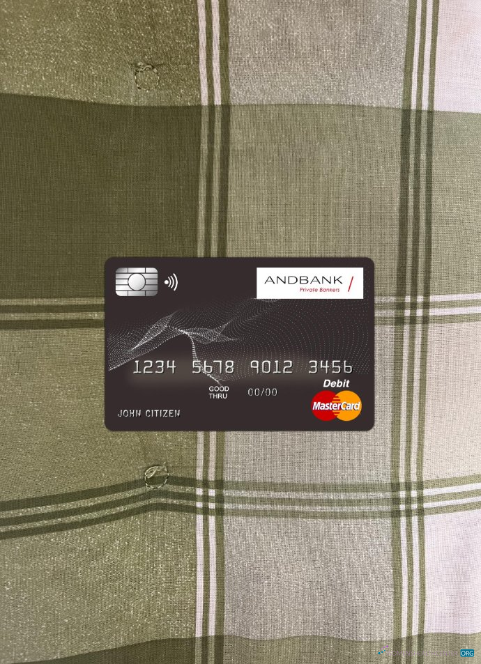 Premium Herunterladen Andorra Andbank Bank Master Karte Foto-Look Vorderseite Photoshop Vorlage