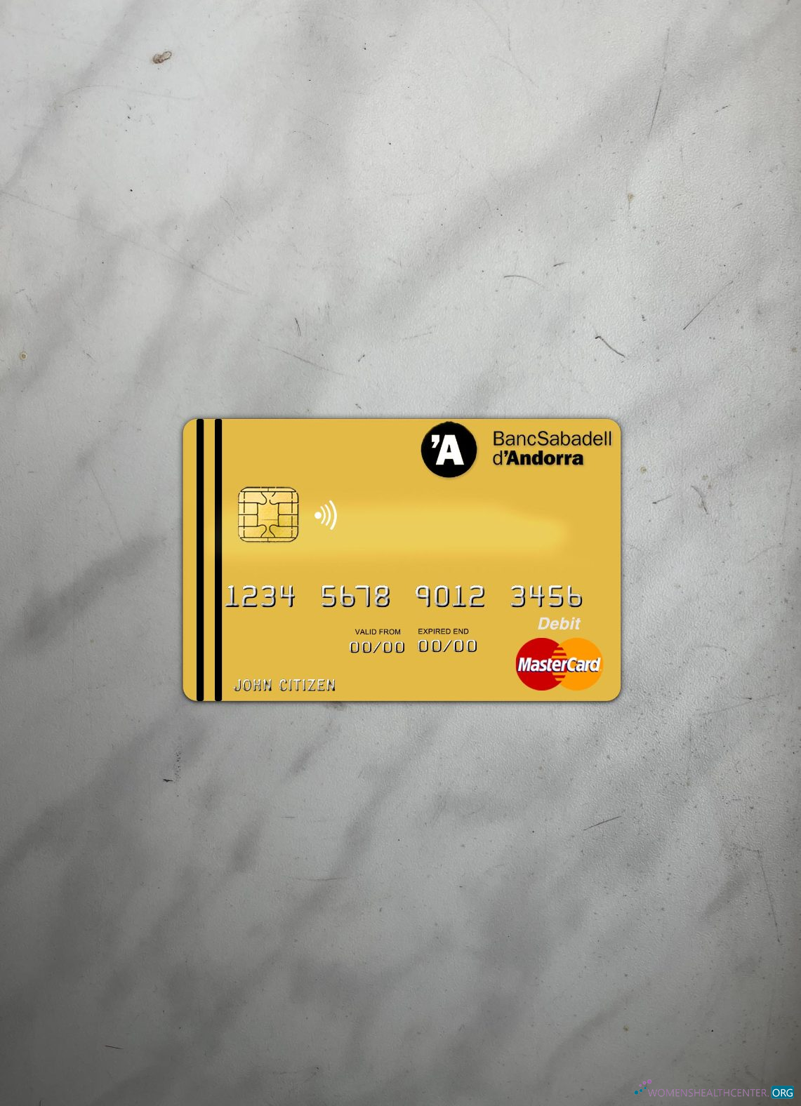 Realistische Herunterladen Andorra Bank Sabadell Mastercard Foto-Look Vorderseite Photoshop Vorlage