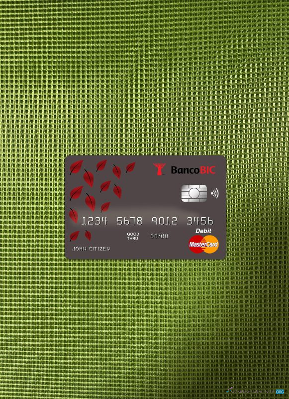 Realistische Herunterladen Angola Banco BIC Bank Master Karte Foto-Look Vorderseite Photoshop Vorlage