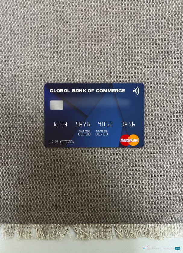 Hochwertige Herunterladen Antigua und Barbuda Globale Handelsbank Mastercard Foto-Look Vorderseite Photoshop Vorlage