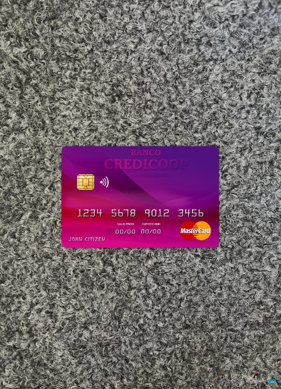Professionelle Herunterladen Argentinien Bank Credicoop Mastercard Foto-Look Vorderseite Photoshop Vorlage