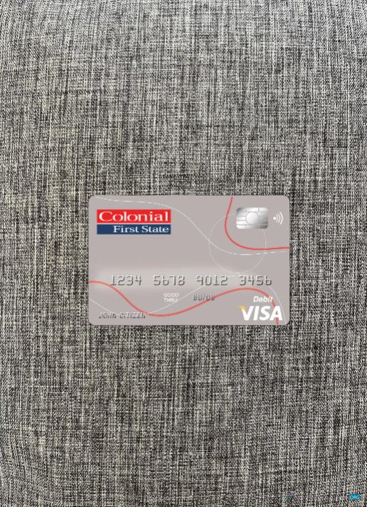 Professionelle Herunterladen Australien Colonial Erste Staatlich Bank Visa Karte Foto-Look Vorderseite Photoshop Vorlage