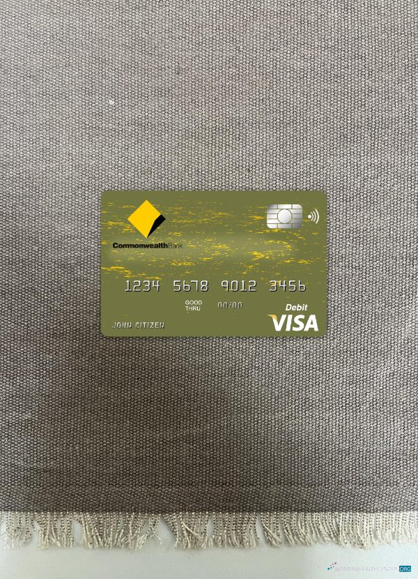 Hochwertige Herunterladen Australien Commonwealth Bank Visa Karte Foto-Look Vorderseite Photoshop Vorlage