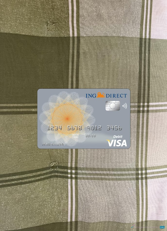Professionelle Herunterladen Australien ING Direct Bank Visa Karte Foto-Look Vorderseite Photoshop Vorlage