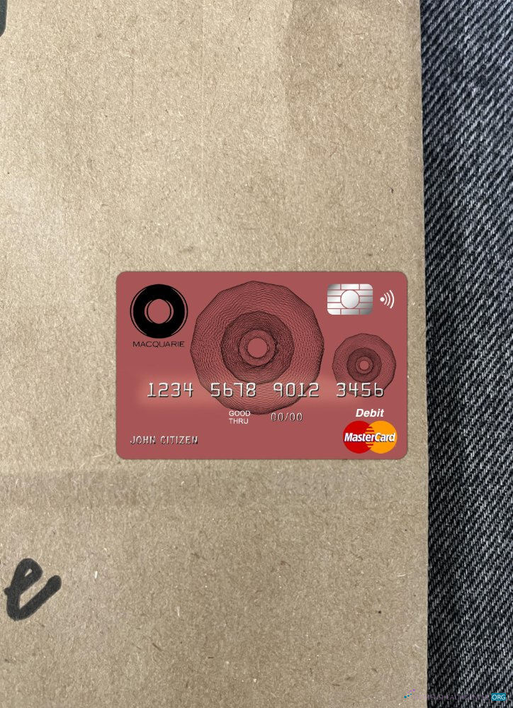 Editierbare Herunterladen Australien Macquarie Bank Mastercard Foto-Look Vorderseite Photoshop Vorlage
