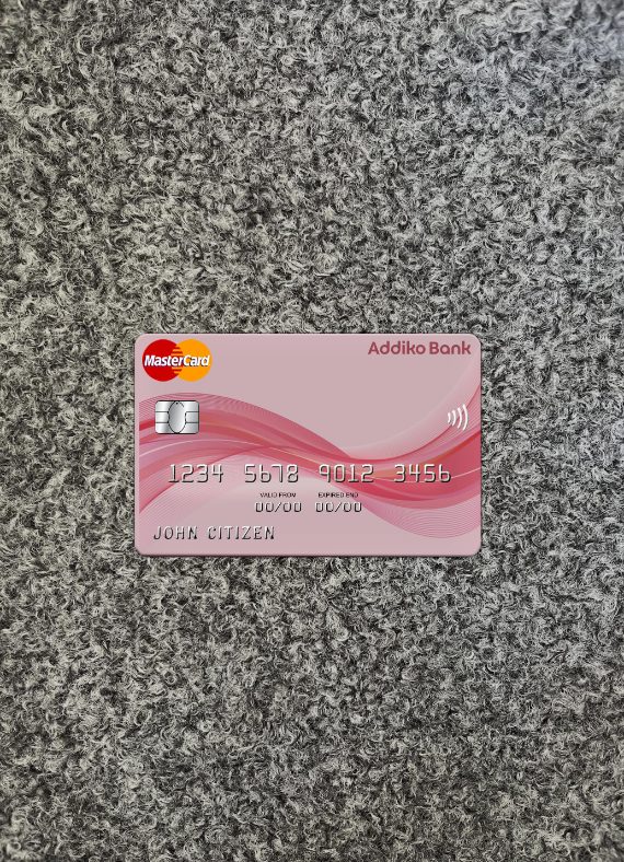 Realistische Herunterladen Österreich Addiko Bank Mastercard Foto-Look Vorderseite Photoshop Vorlage