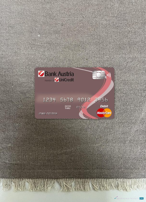 Premium Herunterladen Österreich Bank Österreich Master Karte Foto-Look Vorderseite Photoshop Vorlage