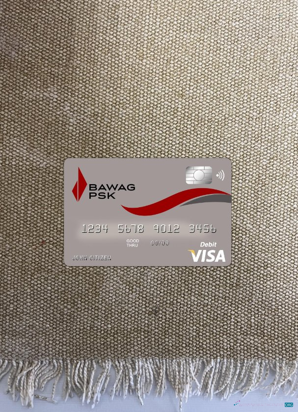 Editierbare Herunterladen Österreich Bawag PSK Bank Visa Karte Foto-Look Vorderseite Photoshop Vorlage